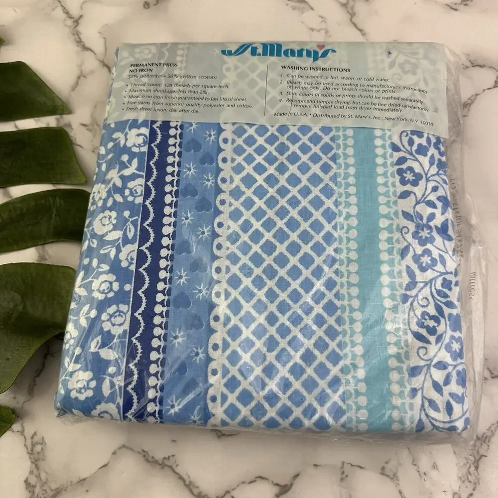 St Marys Vintage 70s Joe Namath Super Styles Double Fitted Sheet Blue New